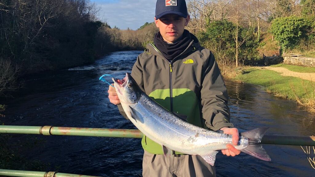 Joe Broderick with second salmon of the season from the Drowes River
