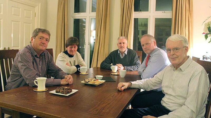 John West, Hilary Warnock, Jeremy Stewart, Trevor Ringland and John McNally