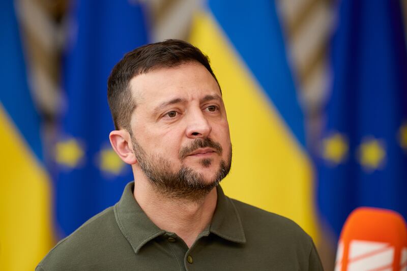 Since the start of the war, Volodymyr Zelenskiy has addressed his nation every evening in Ukrainian. Photograph: Ksenia Kuleshova/Bloomberg