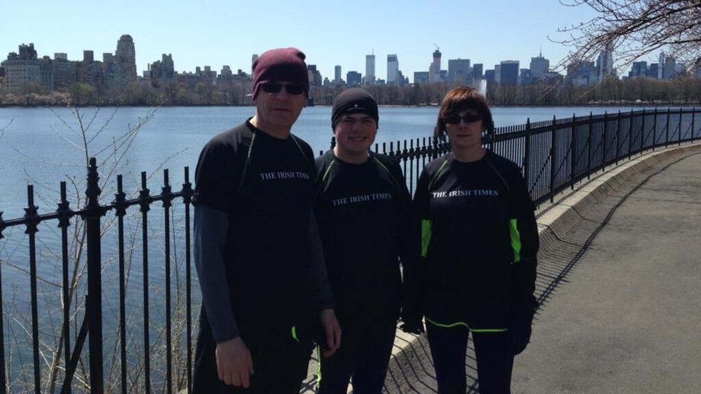 Eoin, Feilim and Ailbhe Brown from Kinvara, Co Galway, at a run in Central Park in New York; it was their reward for completing the original programme.