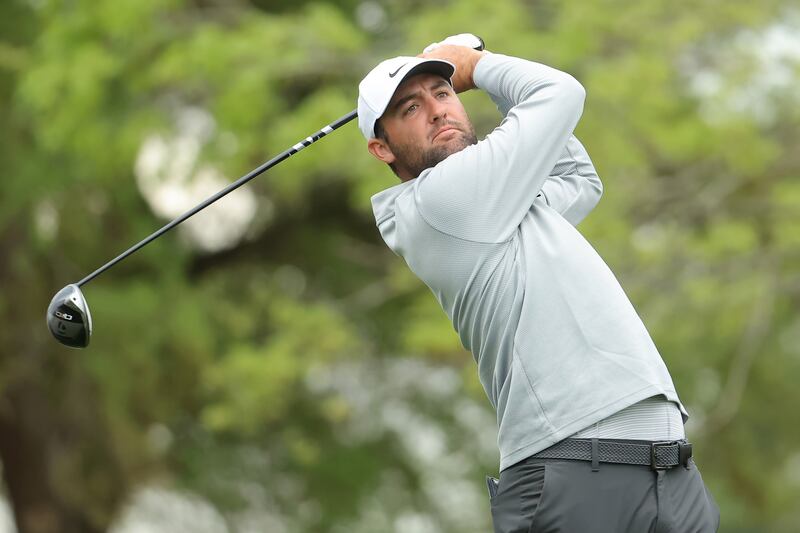 Scottie Scheffler hits his tee shot on the 12th hole during the second round of the Texas Children's Houston Open. Photograph: Jonathan Bachman/Getty Images