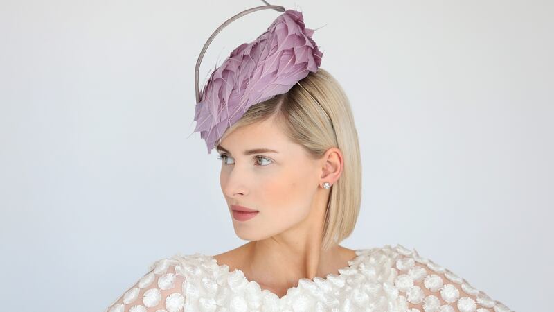 Lavender hat with feathers and curled quill €400 Aoife Harrison – aoifeharrison@design.ie. Photograph: Sasko Lazarov