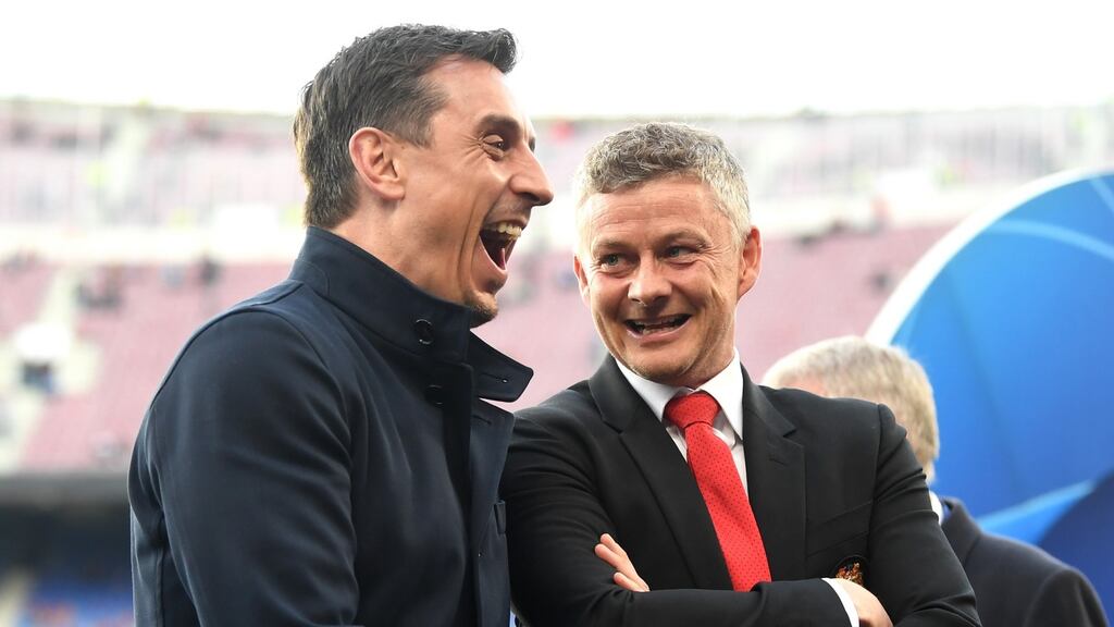 Gary Neville refused to name the Manchester United players he was criticising after their defeat to Everton. Photograph: Michael Regan/Getty Images