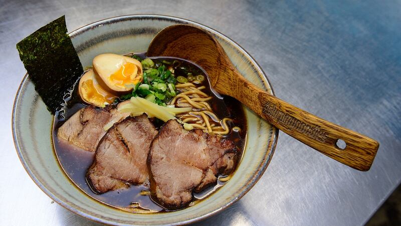 There five components to Bia Rebel’s noodles, broth, meat – or another protein – toppings and the tare, or seasoning. Photograph: Arthur Allison/Pacemaker Press