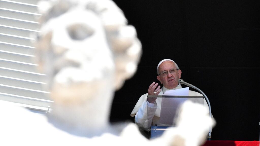 Pope Francis: “With each month that passes, the challenge of energy transition becomes more pressing.” Photograph: Vincenzo Pinto/AFP/Getty