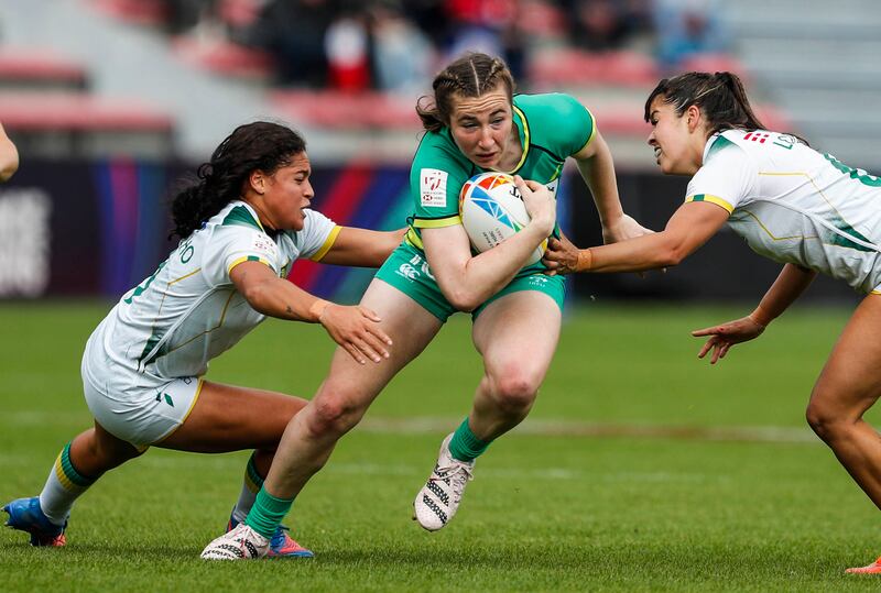 HSBC Rugby Sevens: Ireland's Eve Higgins in action against Brazil. Photograph: Martin Seras Lima/Inpho