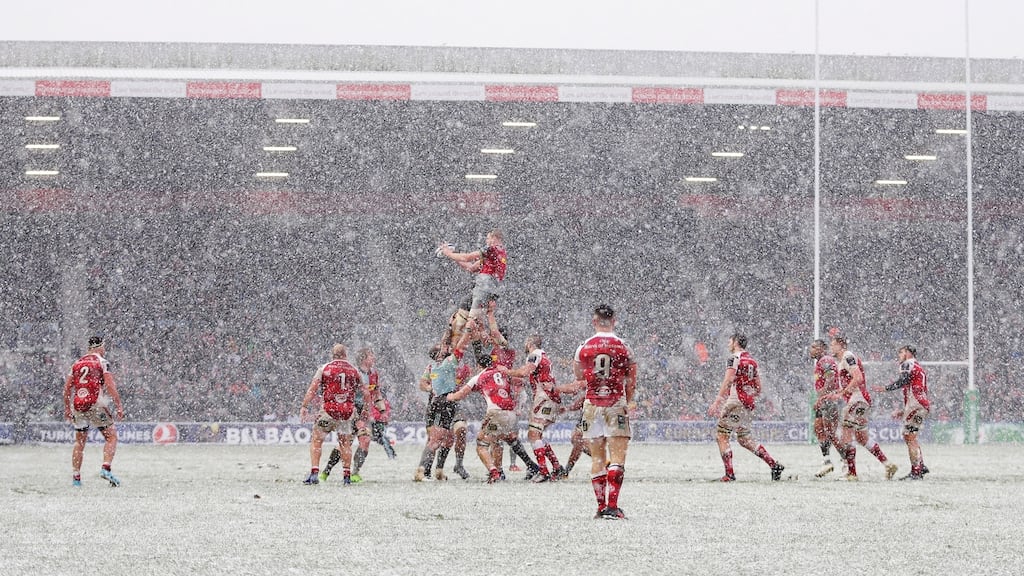 Ulster welcome Harlequins to Belfast following last weekend’s win in a snowy London. Photograph: Henry Browne/Getty