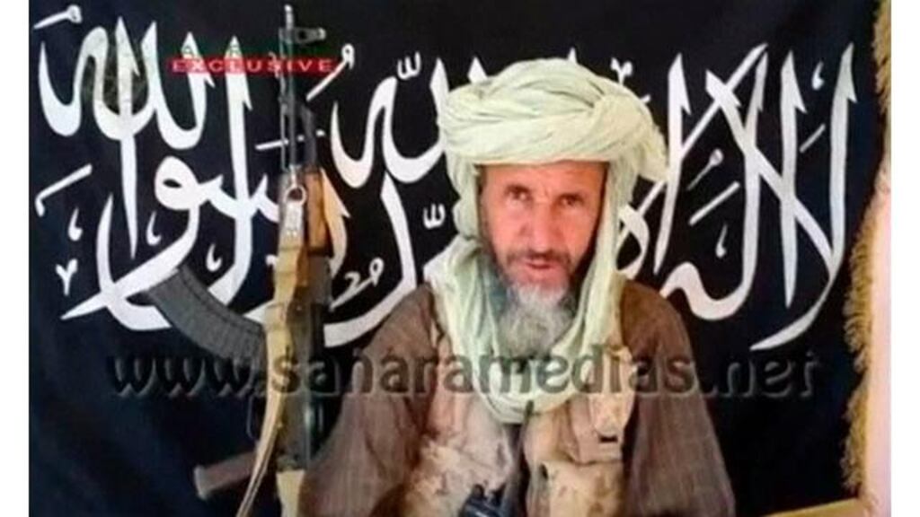 Abdelhamid Abou Zeid speaks in an unknown location in this still image taken from a undated file video footage obtained from Sahara Media today. Photograph: Sahara Media via Reuters