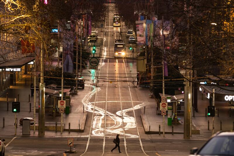 A general view of Bourke Street in Melbourne during August.