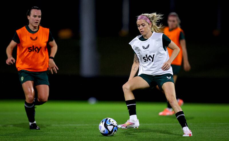Denise O'Sullivan at Republic of Ireland WNT squad training on Wednesday. Photograph: Ryan Byrne/Inpho