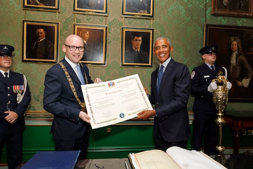 Barack Obama spread hope of ‘brighter days ahead’ as he became a freeman of Dublin