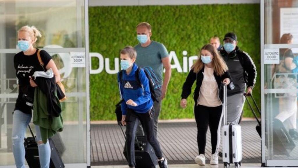 Passengers arriving in Dublin Airport earlier this month. Public health expert Dr Gabriel Scally said international travel should not be encouraged at this time. Photograph: Colin Keegan/Collins Dublin