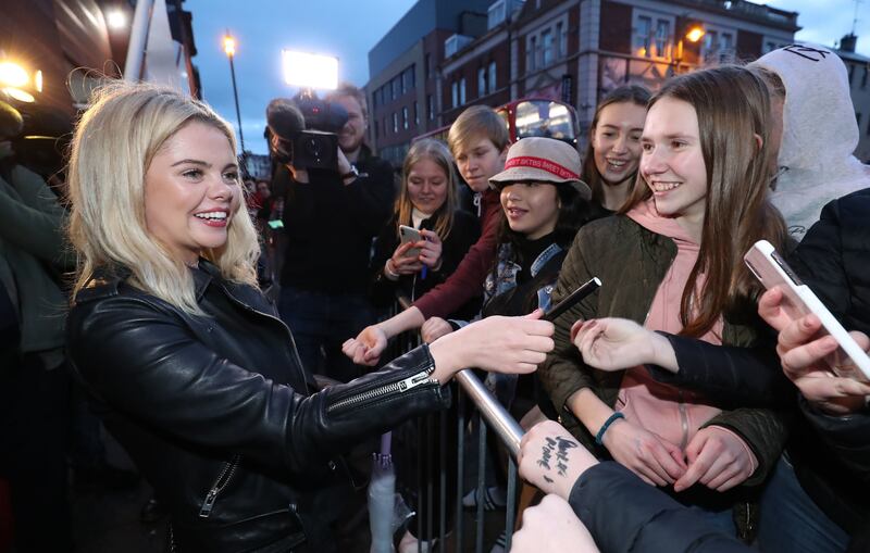 Saoirse-Monica Jackson arrives at the Omniplex Cinema in Derry on February 18th for the premiere of season 2 of Derry Girls. Photograph: Niall Carson/PA Wire