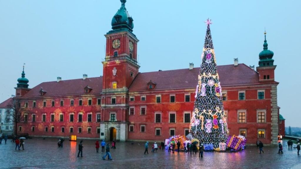 The Royal Castle in the centre of the Old Town of Warsaw. In Poland everyone plays their part in the two-day celebrations over Christmas.