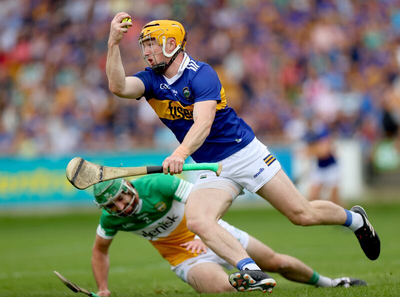 Tipperary's Jake Morris in action against Offaly’s Ben Conneely during the big victory at Glenisk O'Connor Park. Morris and Jason Forde got a valuable game into their legs. Photograph: James Crombie/Inpho