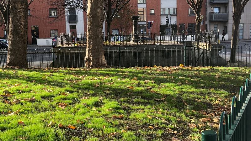 There is a small park on the traffic island. Photograph: Dan Griffin