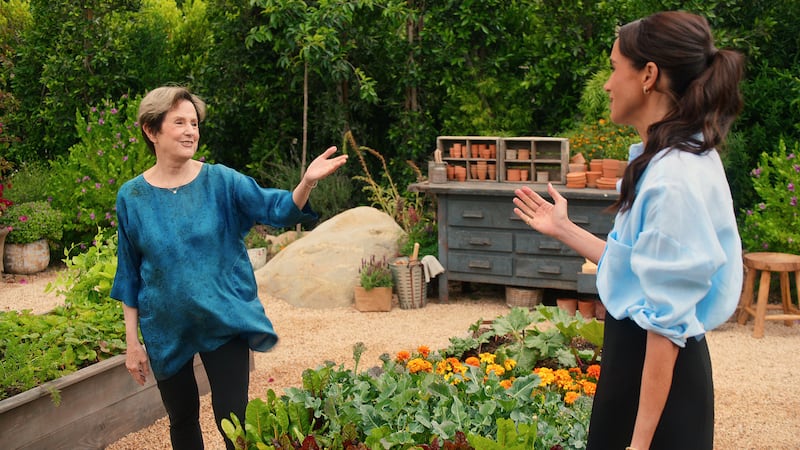 Alice Waters and Meghan Markle in an episode of With Love, Meghan. Photograph: Netflix