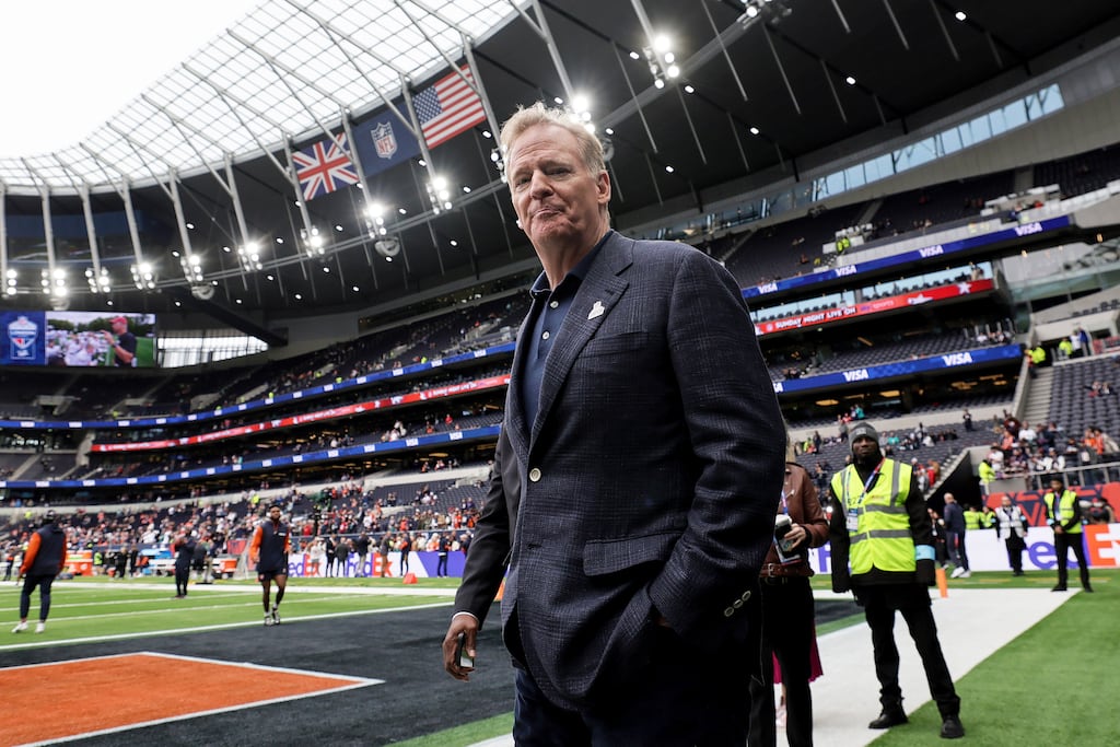 Roger Goodell: in his 19 years as NFL commissioner, the league’s annual revenue has nudged past $20bn which perhaps partly explains his salary of $64m. Photograph: Laszlo Geczo/Inpho