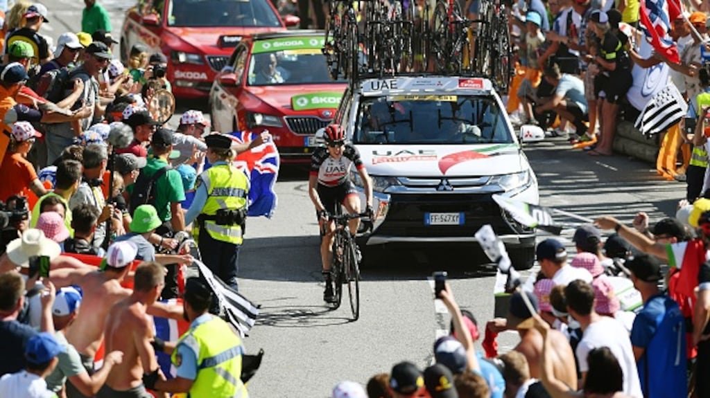 Dan Martin of Ireland during stage 12 in Alpe d’Huez. Photograph: Justin Setterfield/Getty Images