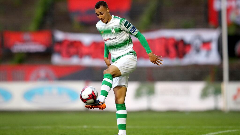 Graham Burke scored twice for Shamrock Rovers in their 5-0 win over Bray Wanderers in Tallaght. Photograph: Ryan Byrne/Inpho