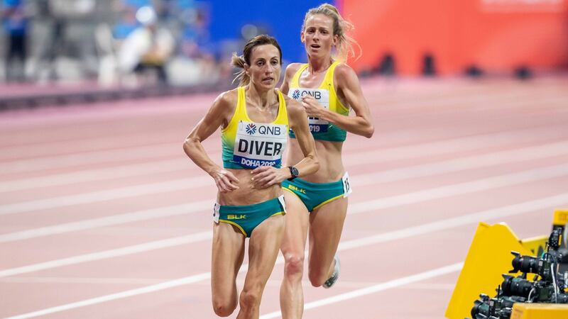 Irish born Sinead Diver running for Australia in the women’s 10,000m final of the 2019 World athletics championships. Photograph: Inpho