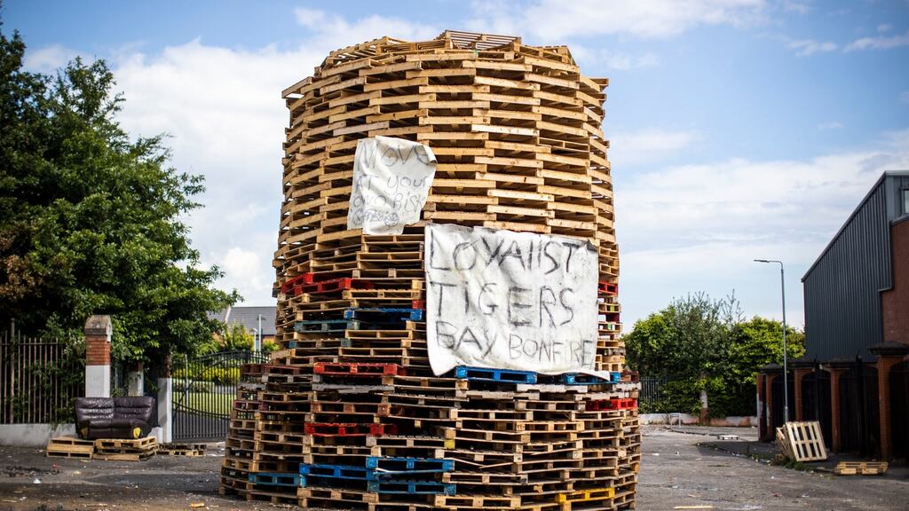 The Tigers Bay bonfire is now set to be lit as planned this weekend as part of traditional Eleventh Night events. Photograph: Liam McBurney/PA Wire.