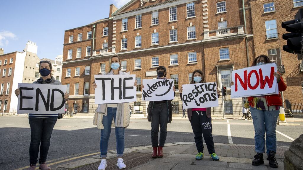 May 11th: Campaigners protest against restrictions at maternity units. File photograph: Tom Honan