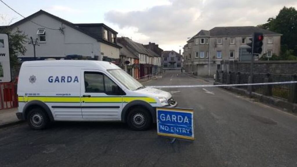 The scene at Bridge St in Mallow on Friday morning following the fatal stabbing. Photograph: The Irish Times