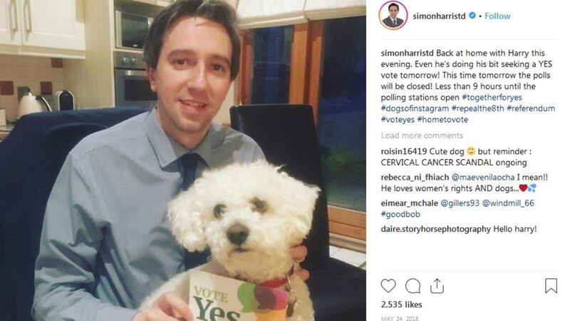 Instagram: one of Simon Harris’s posts, from during the Repeal the Eighth campaign