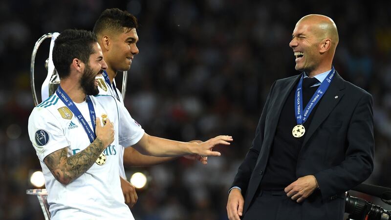 Zinedine Zidane with Isco after Real Madrid’s Champions League in in 2018. Photograph: David Ramos/Getty