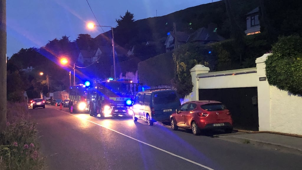 Dublin Fire Brigade units on Carrickbrack Road in Howth, Dublin, dealing with a nearby gorse fire on Tuesday night. Photograph: Mark Hilliard
