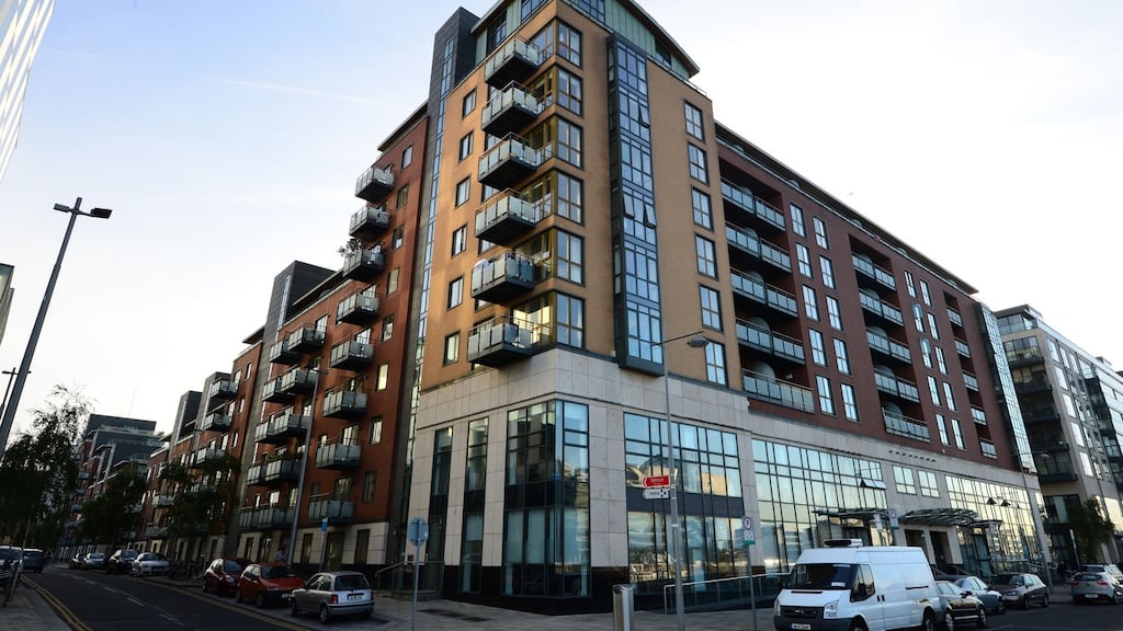 Views of Longboat Quay Apartments on Sir John Rogerson’s Quay in Dublin. Photograph: Dara Mac Donaill