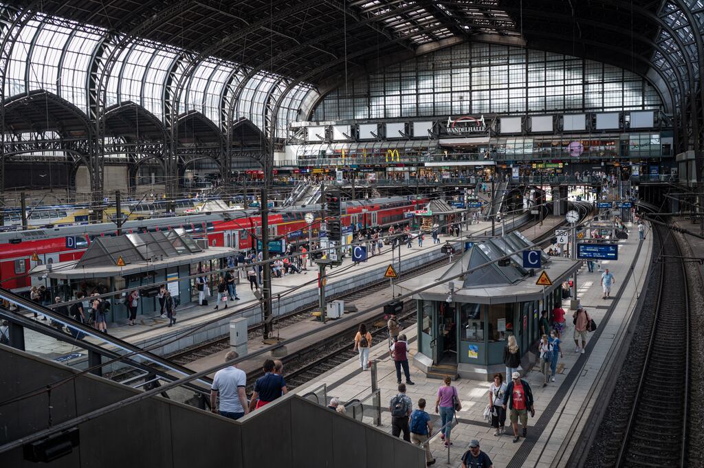 Central train station in Hamburg: Germany needs to invest in critical infrastructure. Photograph: Lena Mucha/The New York Times)