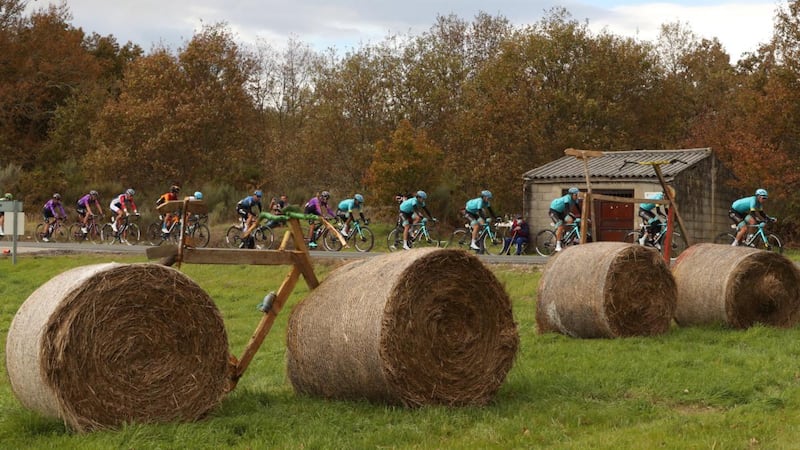 Riders in action during stage 15 of the Vuelta a España. Photograph: Kiko Huesca/EPA