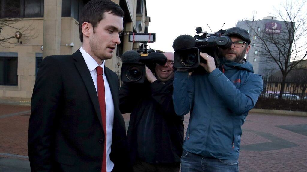 Footballer Adam Johnson leaves Bradford Crown Court on day seven of the trial where he is facing child sexual assault charges. Photograph: Nigel Roddis/Getty Images