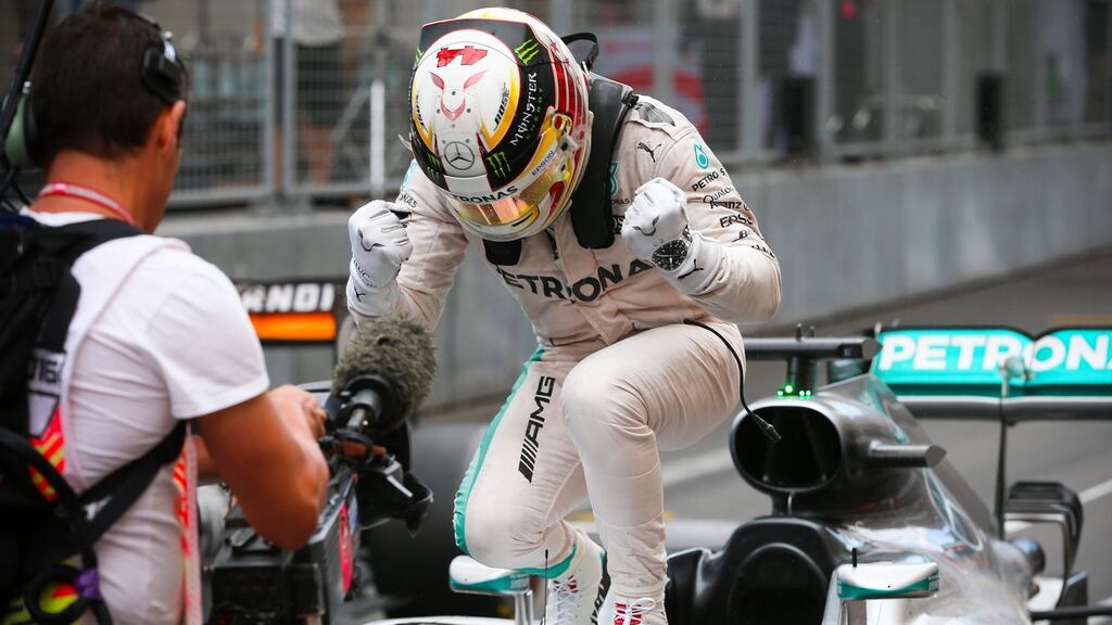 Lewis Hamilton after winning the Monaco Grand Prix. Photograph: Epa