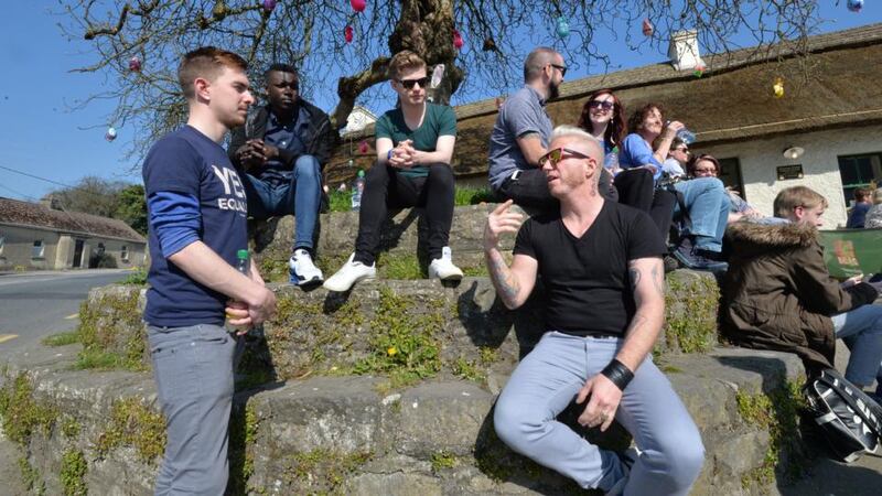 Yes campaign: Jamie Kenny in the Naul with fellow BeLonGTo supporters. Photograph: Alan Betson