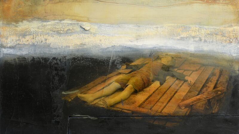 Lot 77, Hughie O’Donoghue’s Raft (2007) (€12,000–€18,000) at Morgan O’Driscoll’s sale.