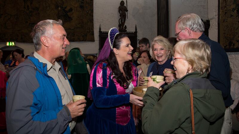 Entertainer  Lynn Connolly, who is there 22 years, with guests. Photograph: Alan Place