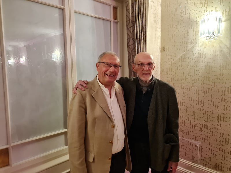 Jean Pierre Gazeau (left) with Bill Hogan, one of the organisers of a memorial concert held in Schull last year for Sophie Toscan du Plantier.