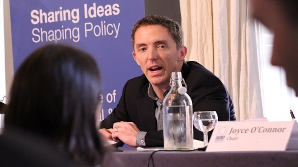 Google’s chief privacy officer Keith Enright addresses the IIEA in Dublin on Thursday. Photograph: Lorcan Mullally/IIEA