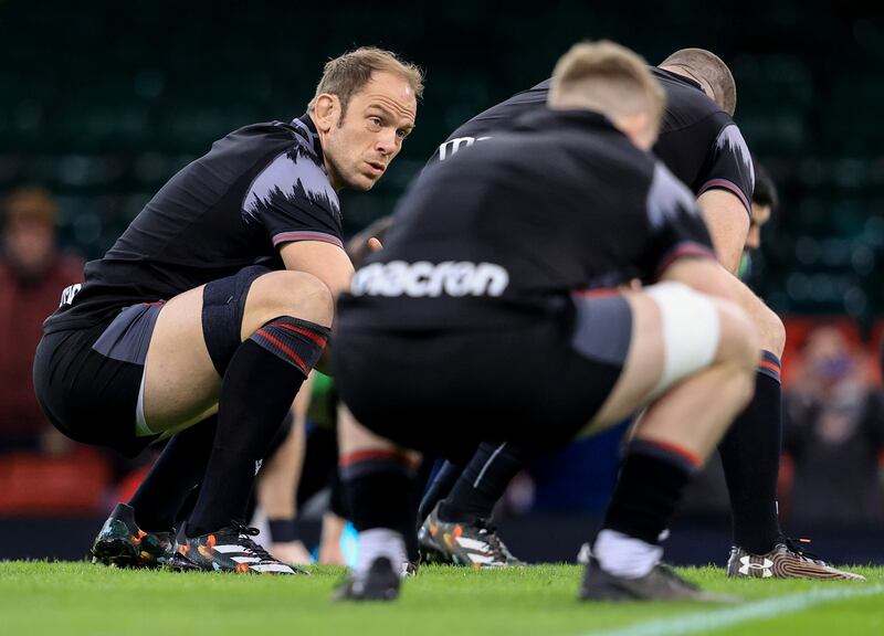 Alun Wyn Jones during the Wales captain's run in Cardiff. Photograph: Dan Sheridan/Inpho