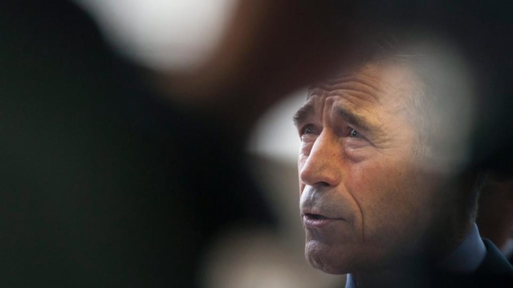 ‘While condemning Russia’s annexation of the Crimea and the activities of pro-Russian separatists in eastern Ukraine, Nato Secretary-General Anders Fogh Rasmussen has been at pains to reassure the Baltic and east European members of Nato.’ EPA/Nicolas Bouvy