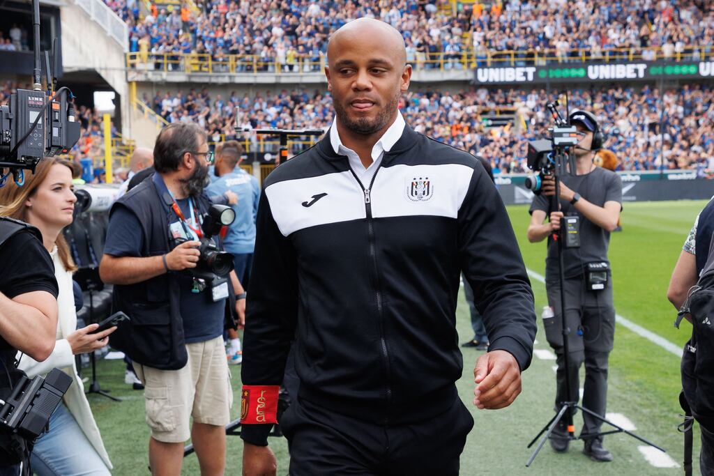 Anderlecht's head coach Vincent Kompany pictured during a soccer match against Brugge last weekend. Photo/Getty Images