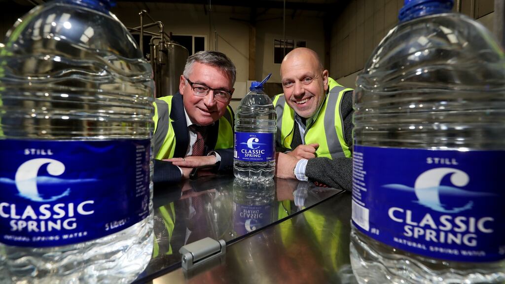 Liam Duffy, chief executive and owner of Classic Mineral Water Company and John Hood from Invest Northern Ireland