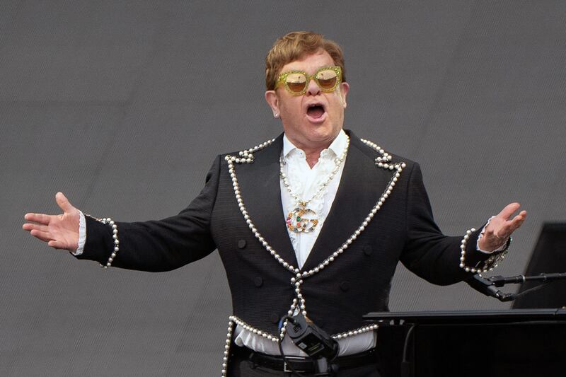 Elton John during his Farewell Yellow Brick Road tour. Photograph: Joe Giddons/PA