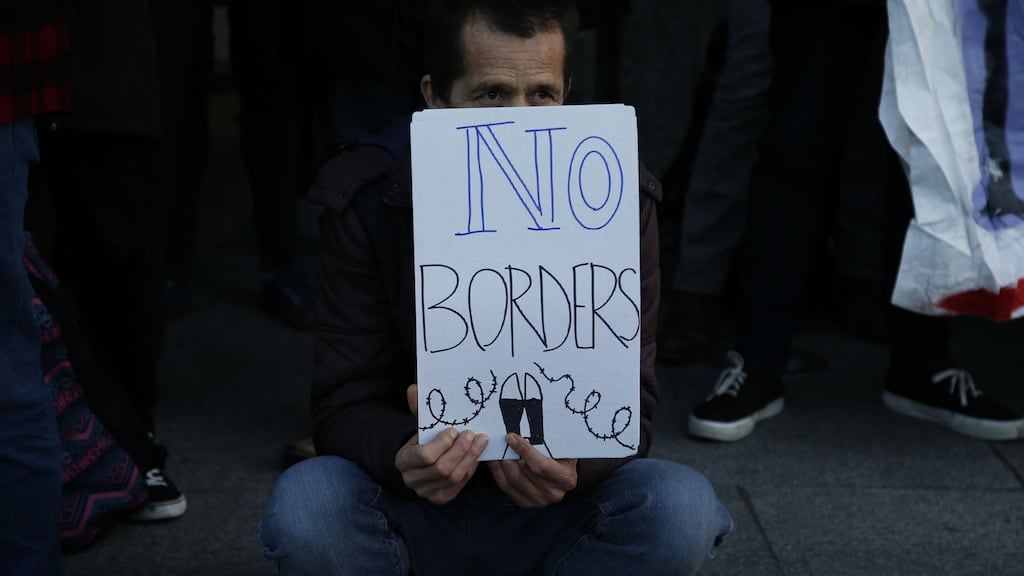 A protest at the Burgh Quay immigration office, where a delay in obtaining appointments has led to bots block-booking and reselling slots.  File photograph: Nick Bradshaw/The Irish Times