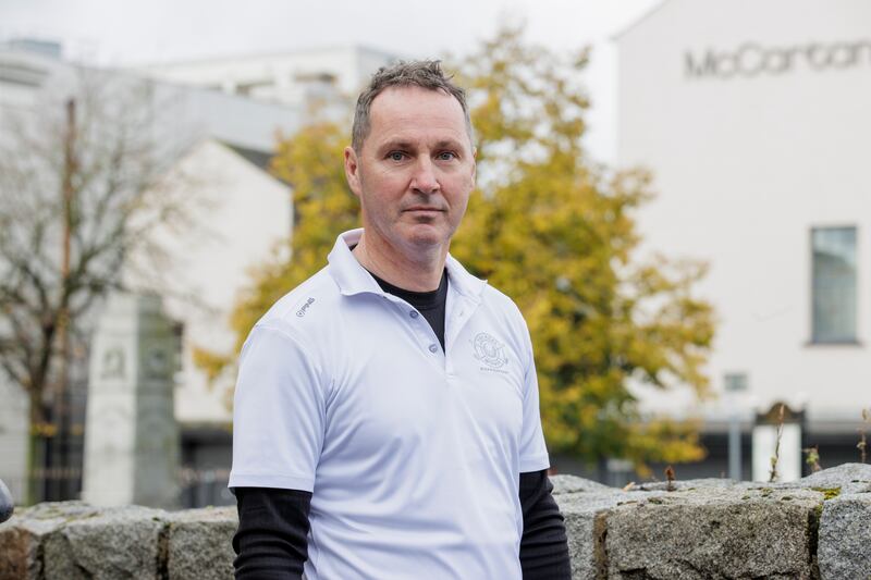 Co-owner Paul McCartan on Tuesday, after his store McCartan Bros was flooded in Newry. Photograph: Liam McBurney/PA Wire