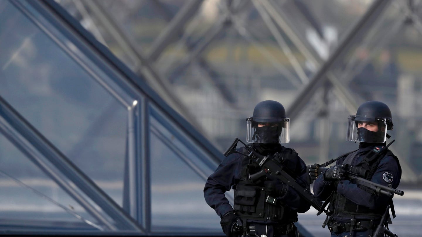 One French soldier was slightly injured in the incident. Photograph: Christian Hartmann/Reuters