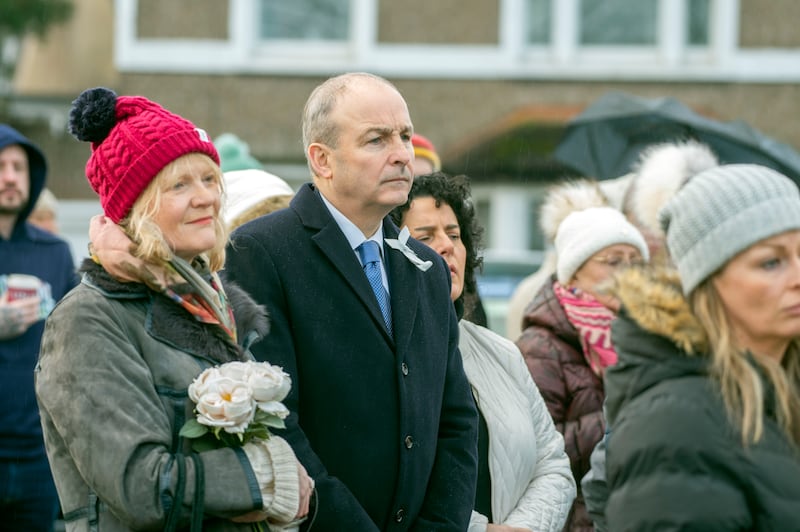 Tánaiste Micheál Martin at a vigil in memory of Bruna Fonseca at The Lough in Cork on Sunday. Photograph: Michael Mac Sweeney/Provision